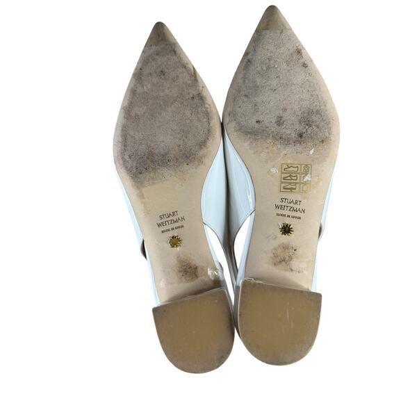 Stuart Weitzman White Patent Leather Slingback Pumps Size 8B Low Heel Dressy - Picture 9 of 9